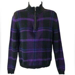 Women's Lauren Ralph Lauren Purple And Black Plaid Mock Neck Sweater. Size M/P